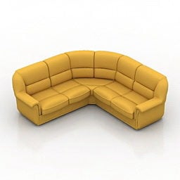 Home Yellow Leather Corner Sofa 3d model