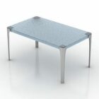 Table rectangulaire en verre avec pied en métal