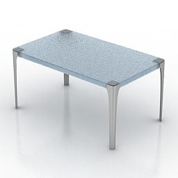 Glass Rectangle Table Metal Leg 3d model