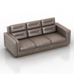 Brown Leather Sofa 3 Seats 3d model