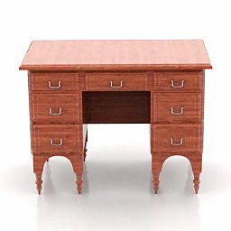 Wooden Table With Drawers 3d model