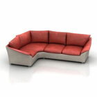 Canapé d'angle en tissu rouge