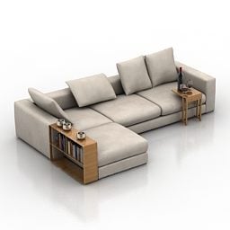 Leather Sectional Sofa With Pillows 3d model