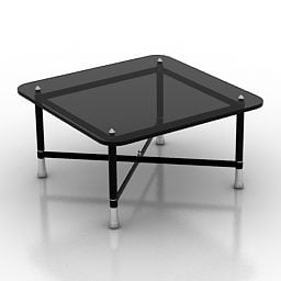 Mẫu bàn cà phê vuông kính đen 3d