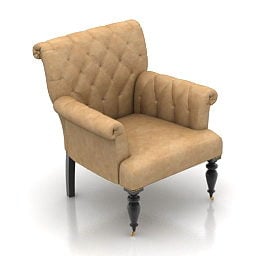 Antique Yellow Leather Armchair 3d model