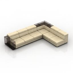 Canapé d'angle en cuir beige Leonardo modèle 3D