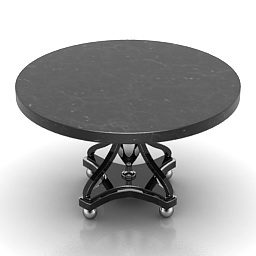 Antique Black Roundtable 3d model