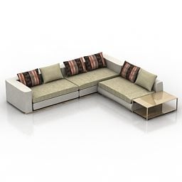 Corner Sofa With Table 3d model