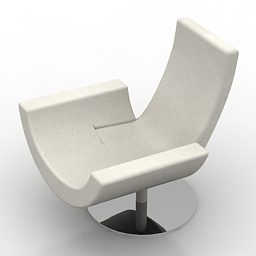 White Fabric Single Armchair 3d model