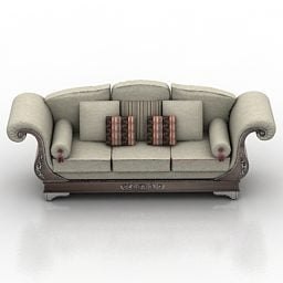 Stilisiertes Sofa mit Kamelrückenlehne, 3D-Modell