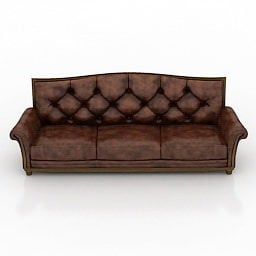 Camel Chesterfield Leather Sofa 3d model