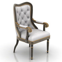 3д модель антикварного кресла Гикори