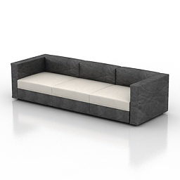 Grey White Fabric Sofa 3 Seats 3d model