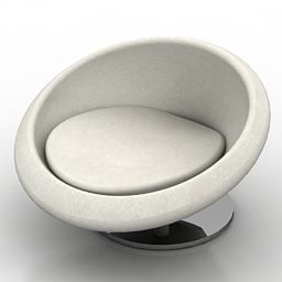 Round Armchair White Color 3d model