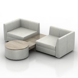Kombiner sofa med rundbords 3d-model