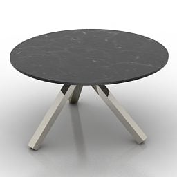 Round Table Black Marble Top 3d model