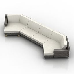 Wide Sofa Public Space Furniture 3d model