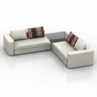 White Fabric Sectional Sofa