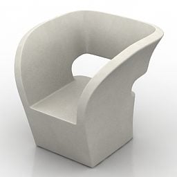 Modern Cube Armchair White Fabric 3d model