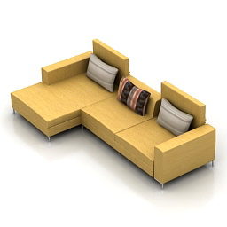 Yellow Fabric Sectional Sofa 3d model