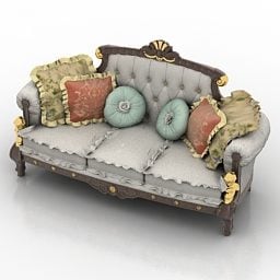 Sofa Klasik Mewah Dengan Bantal model 3d