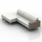 Sectional Sofa White Fabric V1