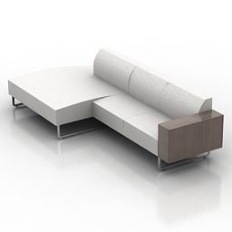 Sectional Sofa White Fabric V1 3d model