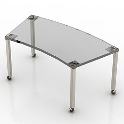 Curved Glass Table Office Furniture 3d model