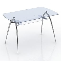 Rectangle Glass Table Inox Legs 3d model