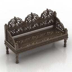 Asian Classic Carved Bench 3d model