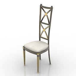 Chair Wooden High Back 3d model
