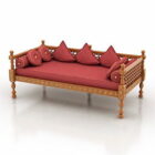 Azjatycka sofa z tkaniny z drewna