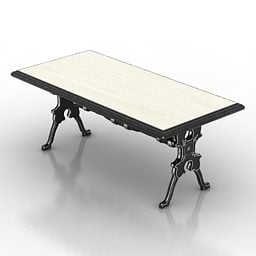 长方形桌子X腿3d模型