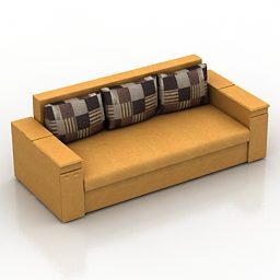Sofa 2 Seats Yellow Fabric 3d model