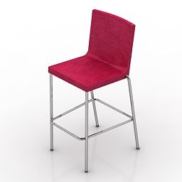 เก้าอี้บาร์พลาสติกสีแดงแบบ 3 มิติ