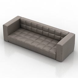 Sofa da hiện đại Chesterfield mẫu 3d