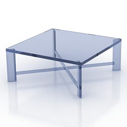 Model 3D niebieskiego szklanego stołu