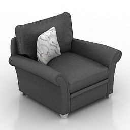 Grey Fabric Single Armchair 3d model