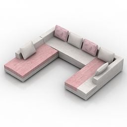 Living Room Sofa C Shape 3d model