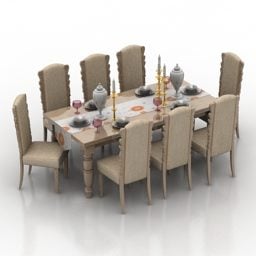 Dinning Table Chair Set V1 3d model