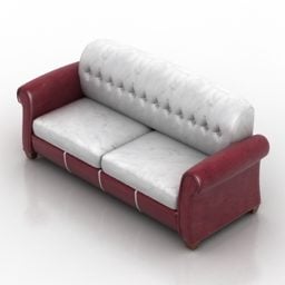 Red White Leather Sofa 3d model