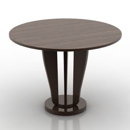 שולחן עגול עץ כהה דגם תלת מימד