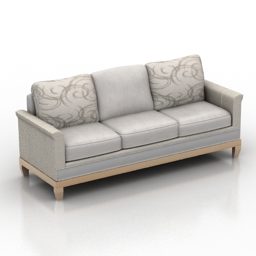 White Leather Sofa 3 Seats 3d model