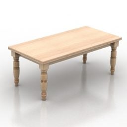 Furniture Wood Table Rectangular 3d model