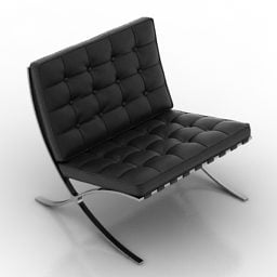 Barcelona Chair Black Leather 3d model