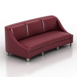 Red Leather Sofa 3d model