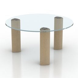 Round Glass Table Cylinder Legs 3d model