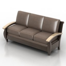 Leather Sofa Bench 3 Seats 3d model