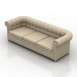 米色布艺沙发3d模型