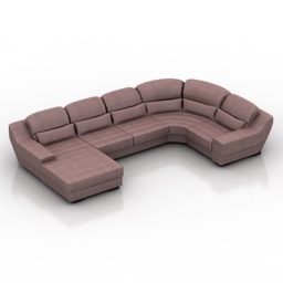 Brown Leather Sofa Design 3d model